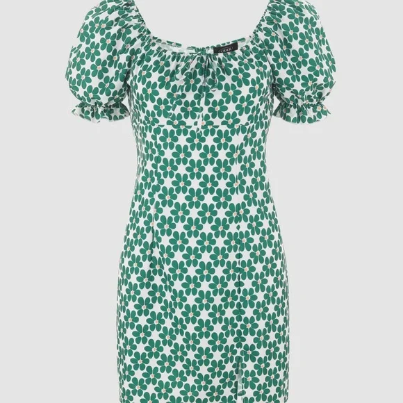 Cider | Dresses | Cider Green Floral Puff Sleeve Mini Dress Size Small |  Poshmark